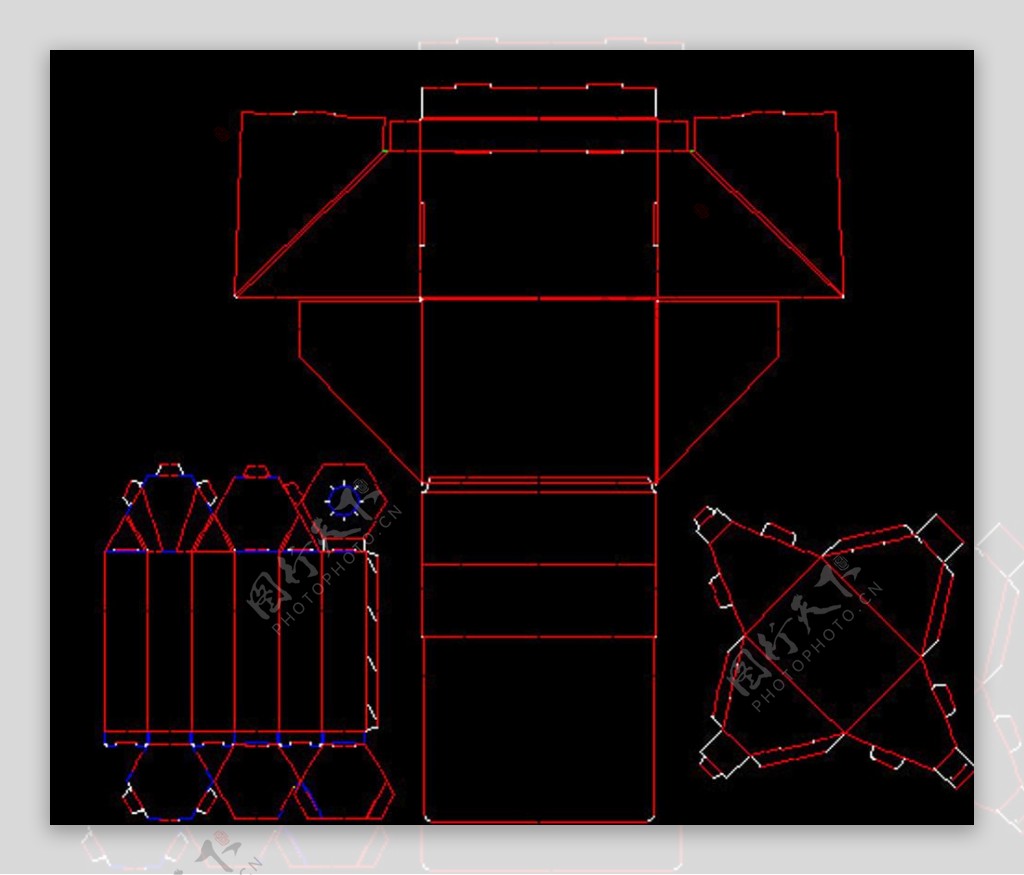 刀版线齐形CAD盒子图片