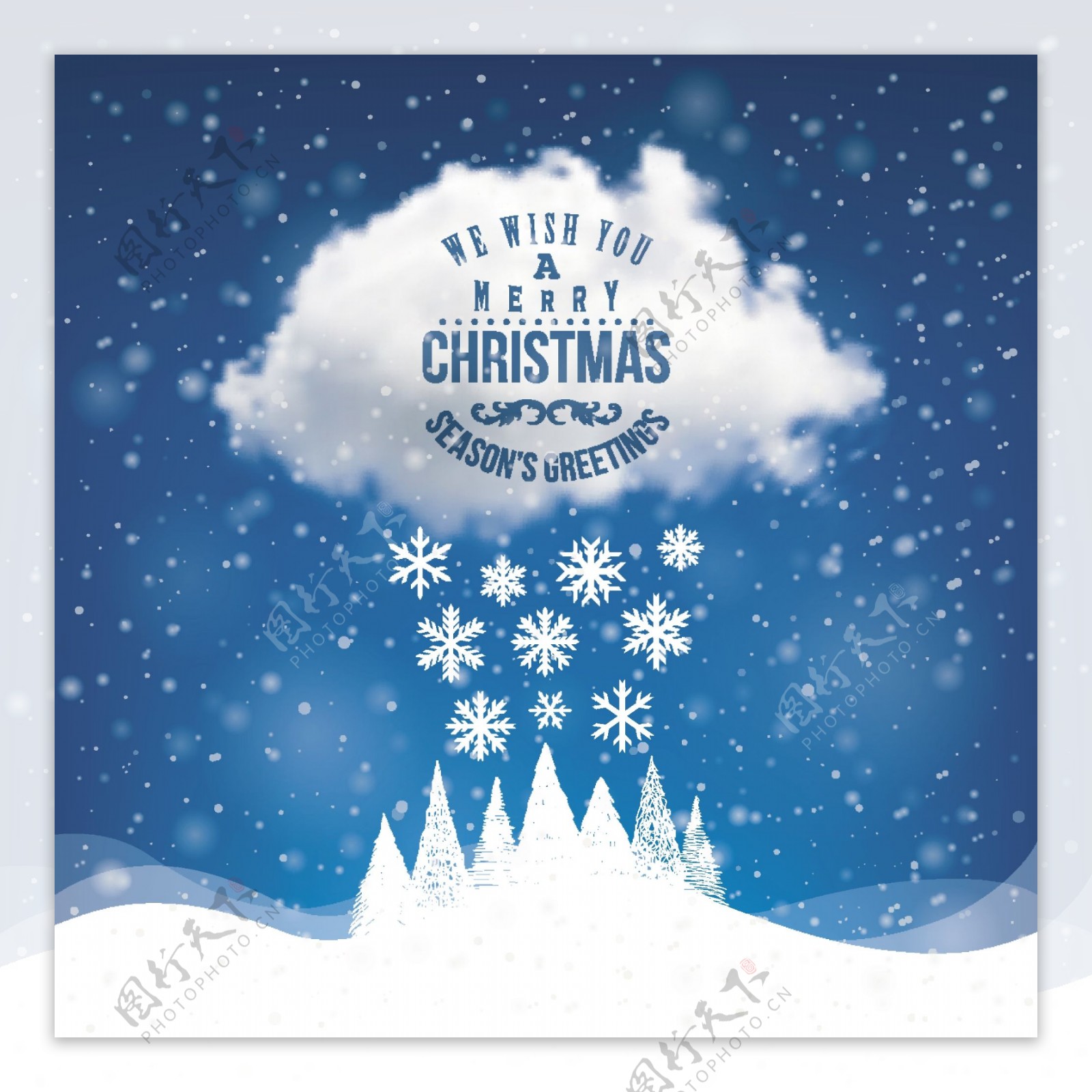 蓝天白云圣诞背景图片
