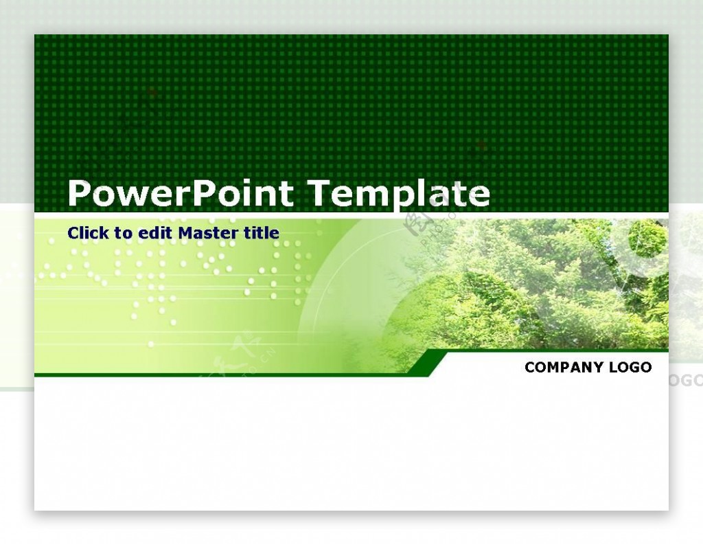 翠绿树林植物背景PPT模板