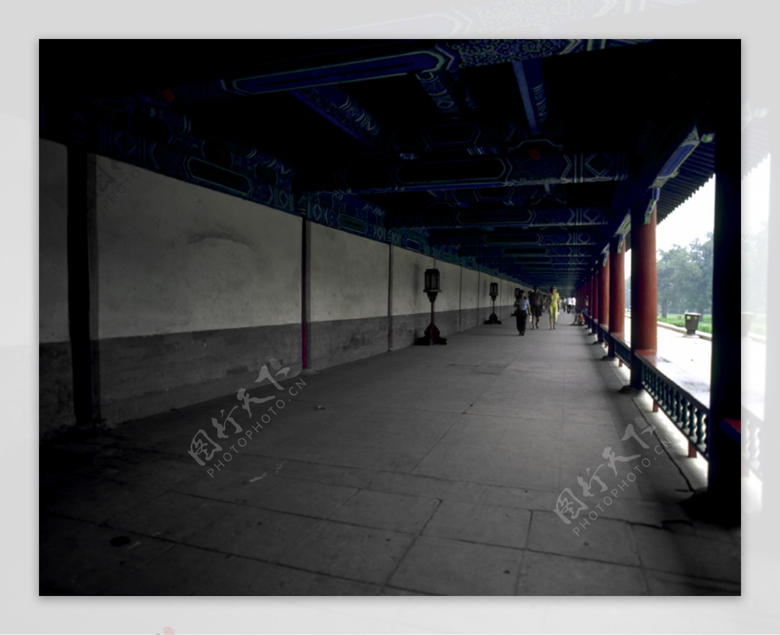 北京皇家园林天坛长廊过道明清建筑