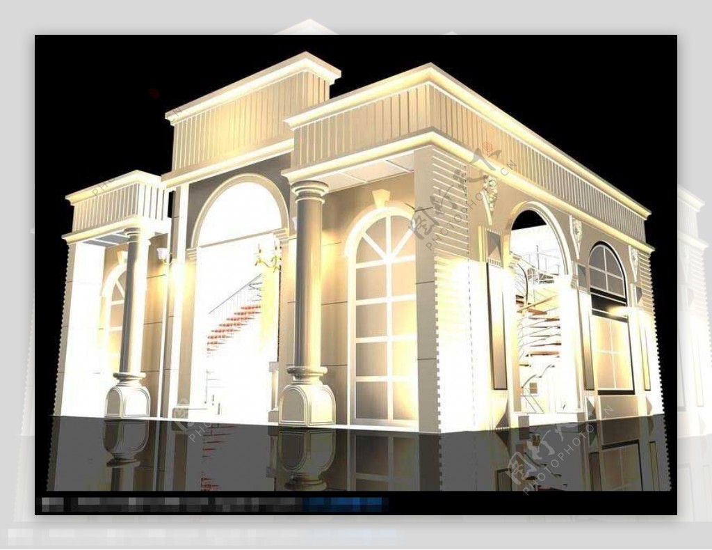 米黄色欧式婚纱展厅3D模型