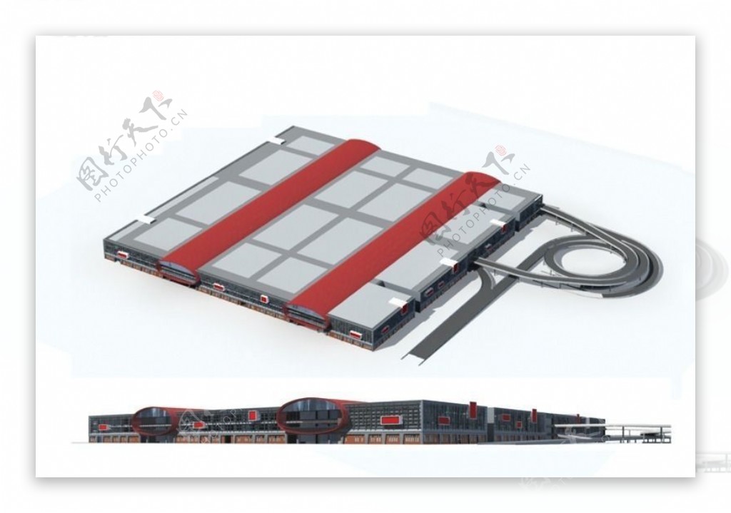 汽车客运站多层公共建筑设计3D模型