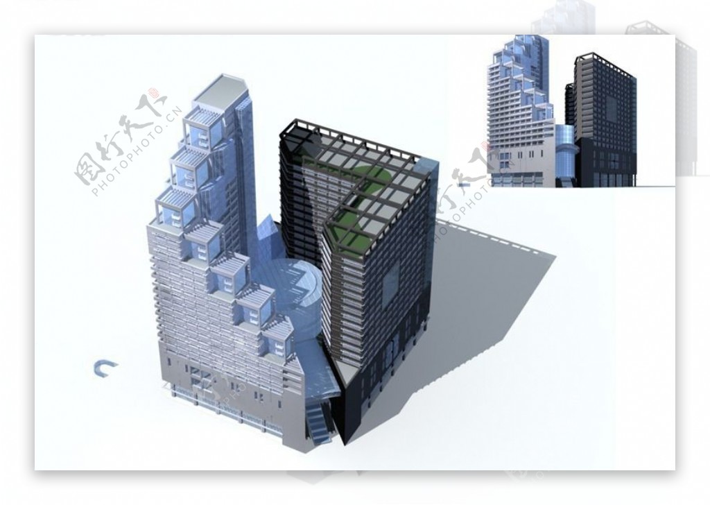3D高层商业办公楼模型