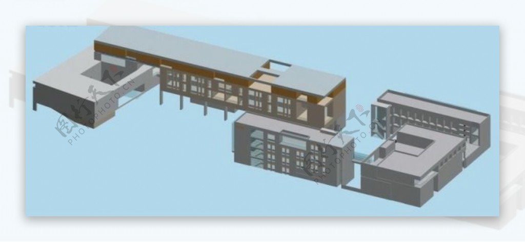 现代学校建筑群3D模型设计