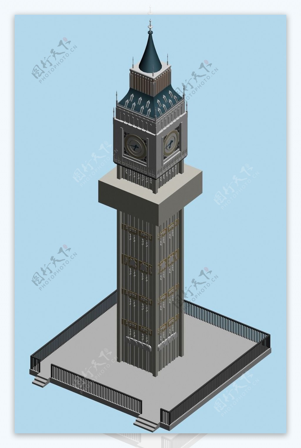 欧式建筑钟楼模型
