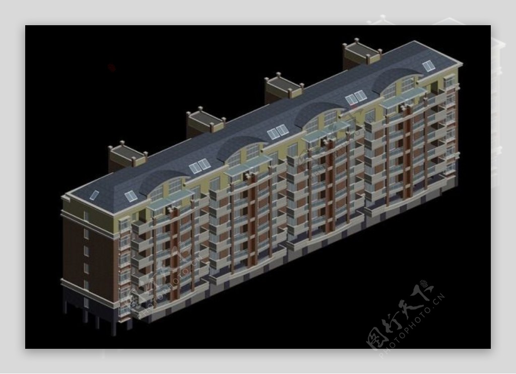 豪华时尚风格高档住宅楼3d模型素材