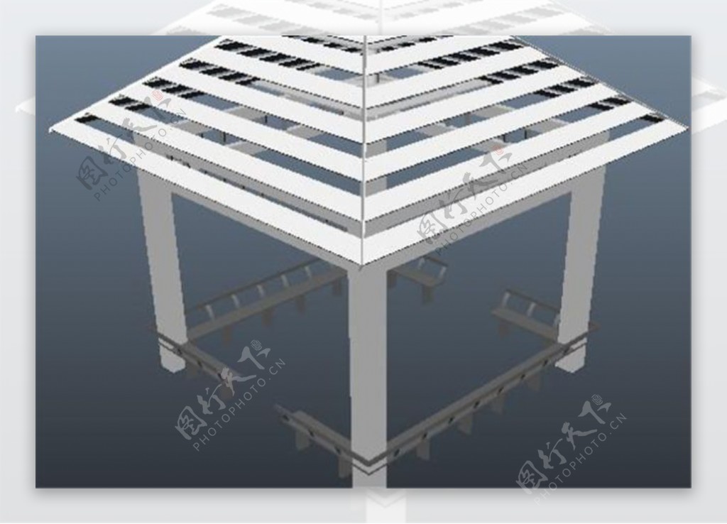 条形木板亭游戏模型