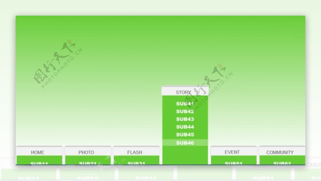 清新绿flash网页导航条菜单动画