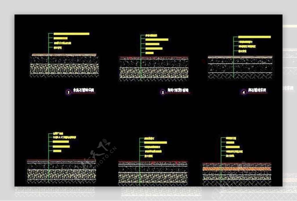 6种CAD地面铺装CAD详图