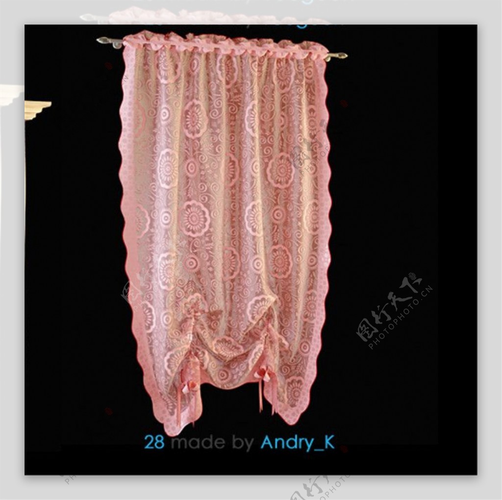 粉色窗帘素材3模型素材