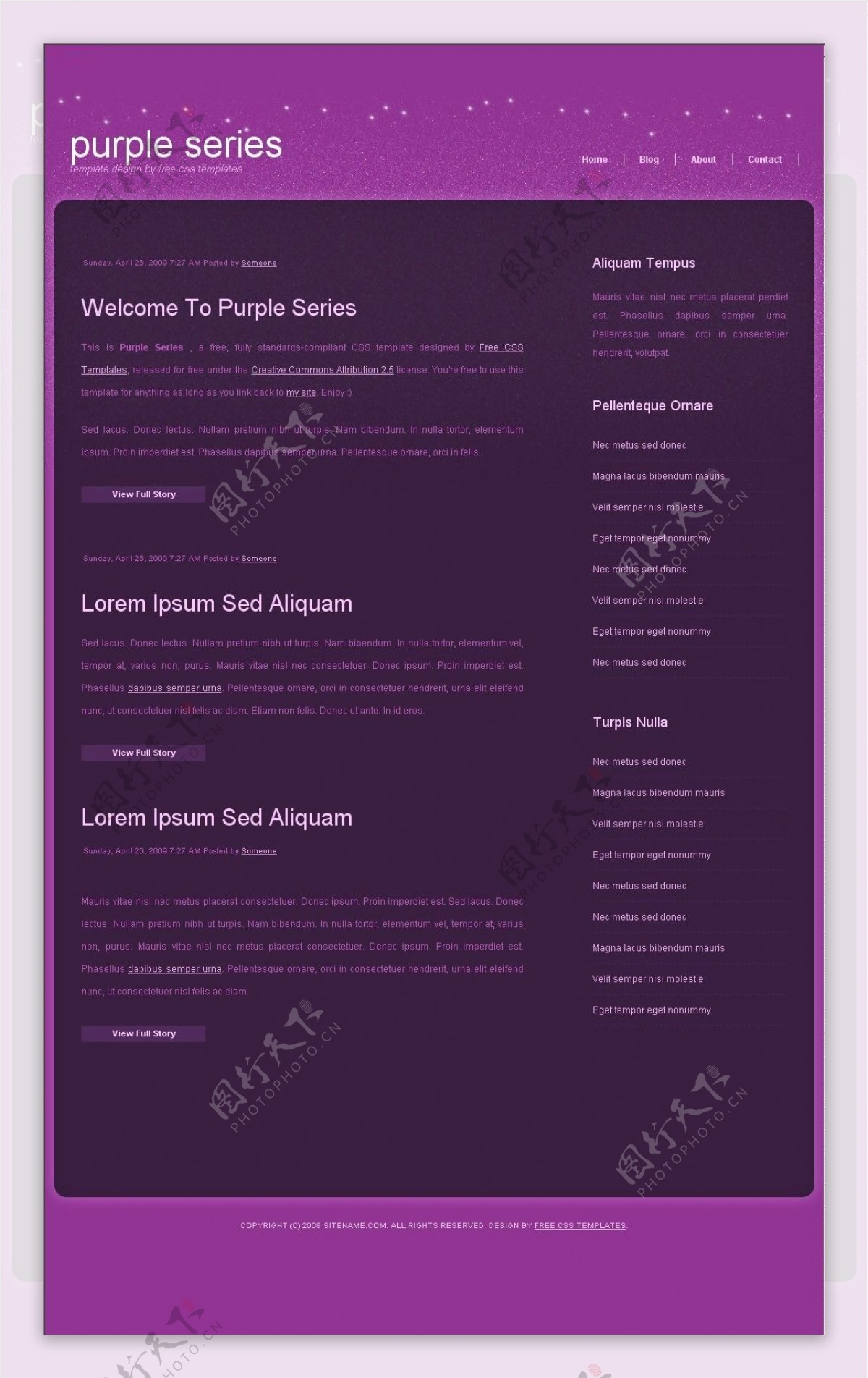 紫色星点BLOG网页模板