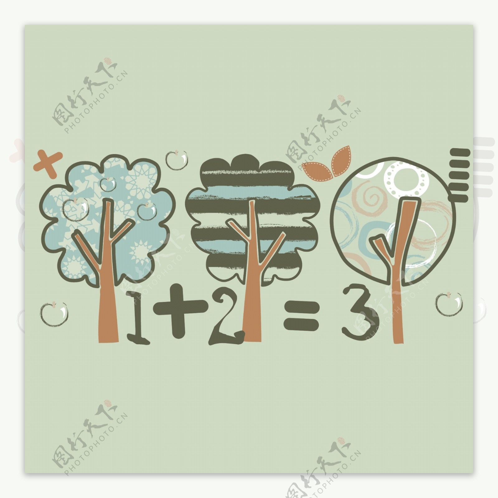 印花矢量图可爱卡通卡通植物大树文字免费素材