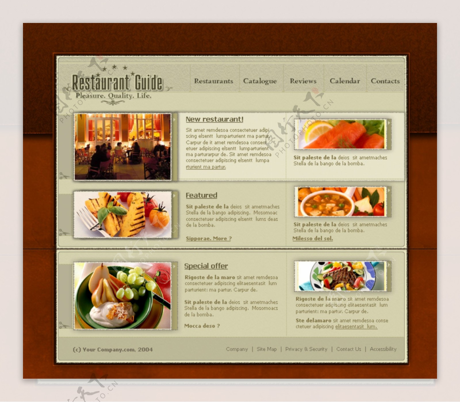 欧美餐厅餐馆网页模板
