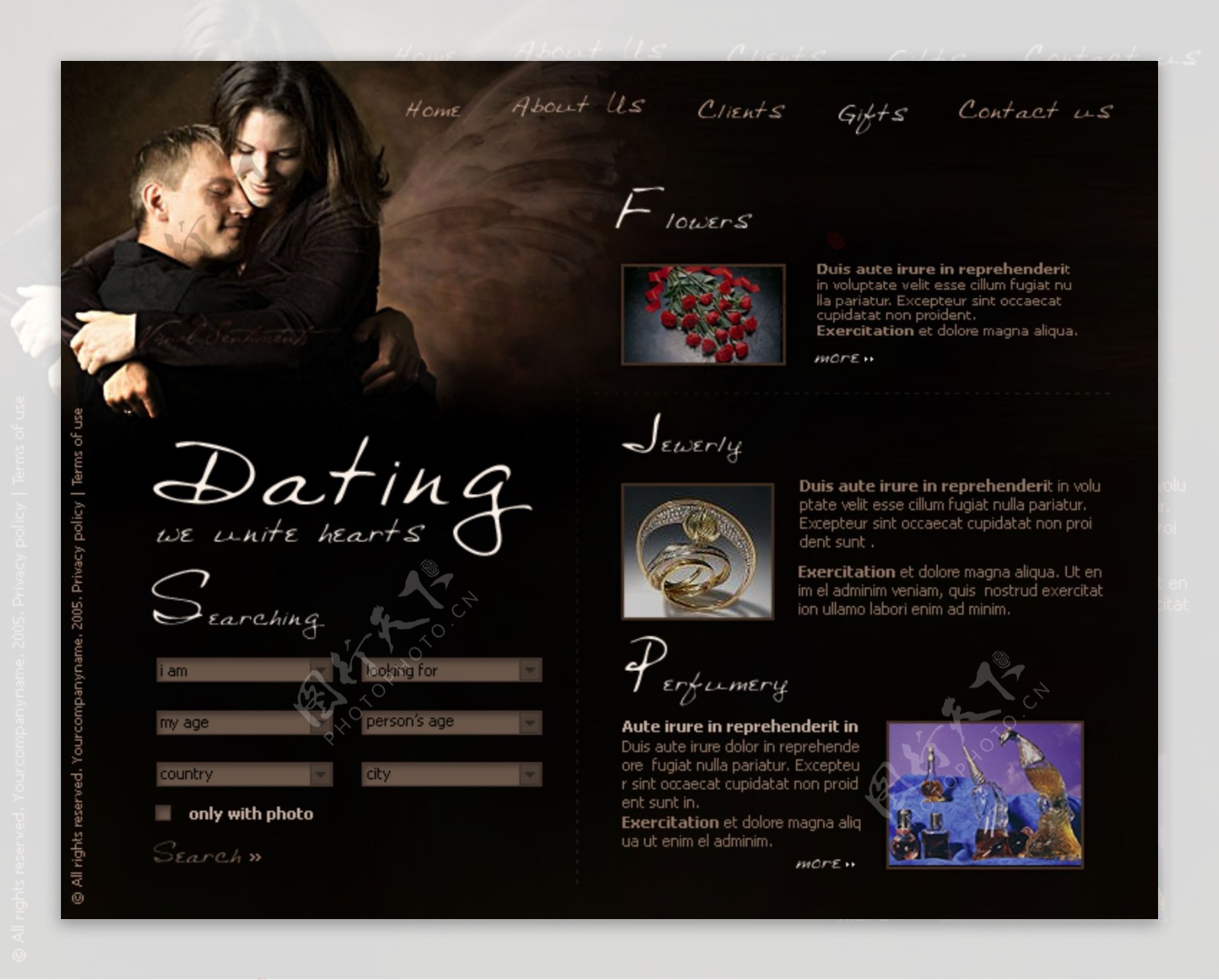 黑色爱情主题网页模板