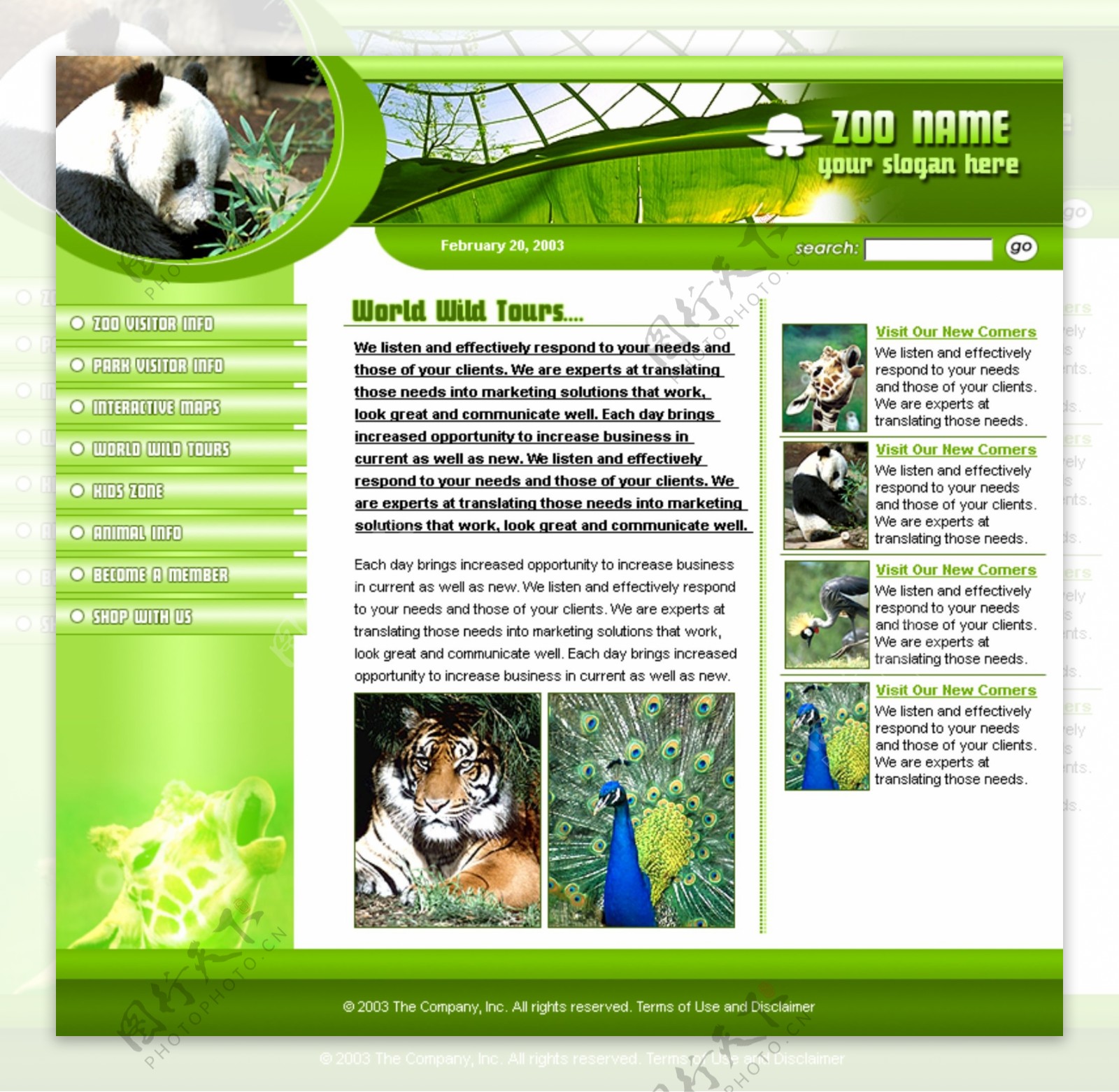 欧美动物园绿色网站模板