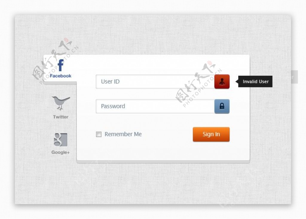 三款社交网站登陆窗PSD素材