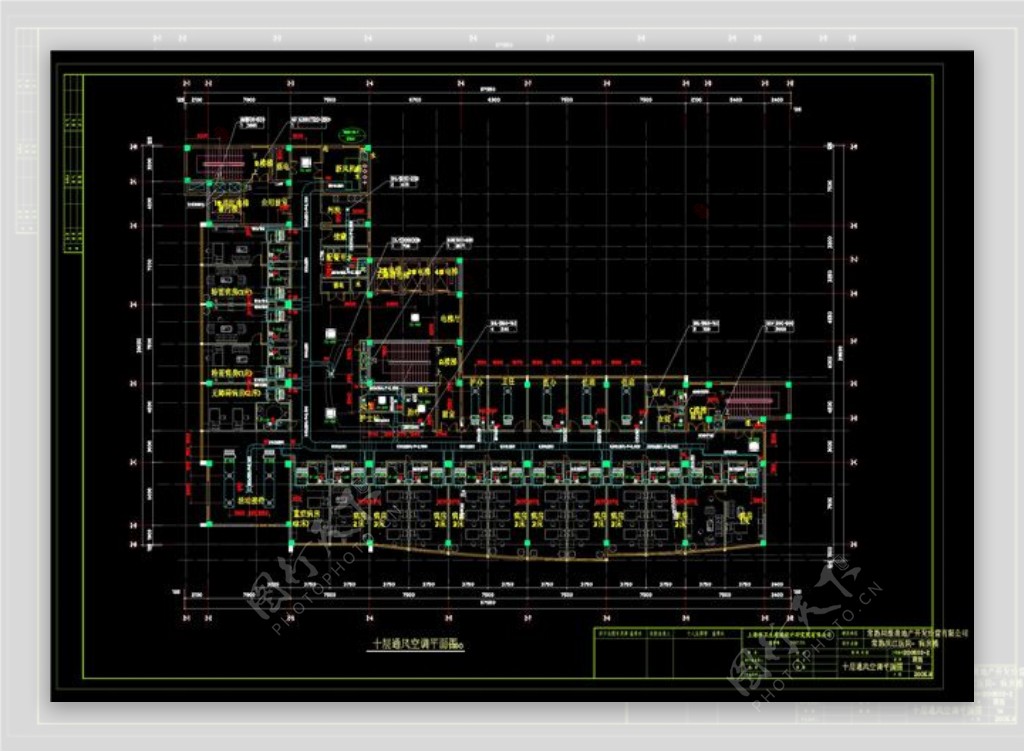 十层通风空调平面图CAD图纸