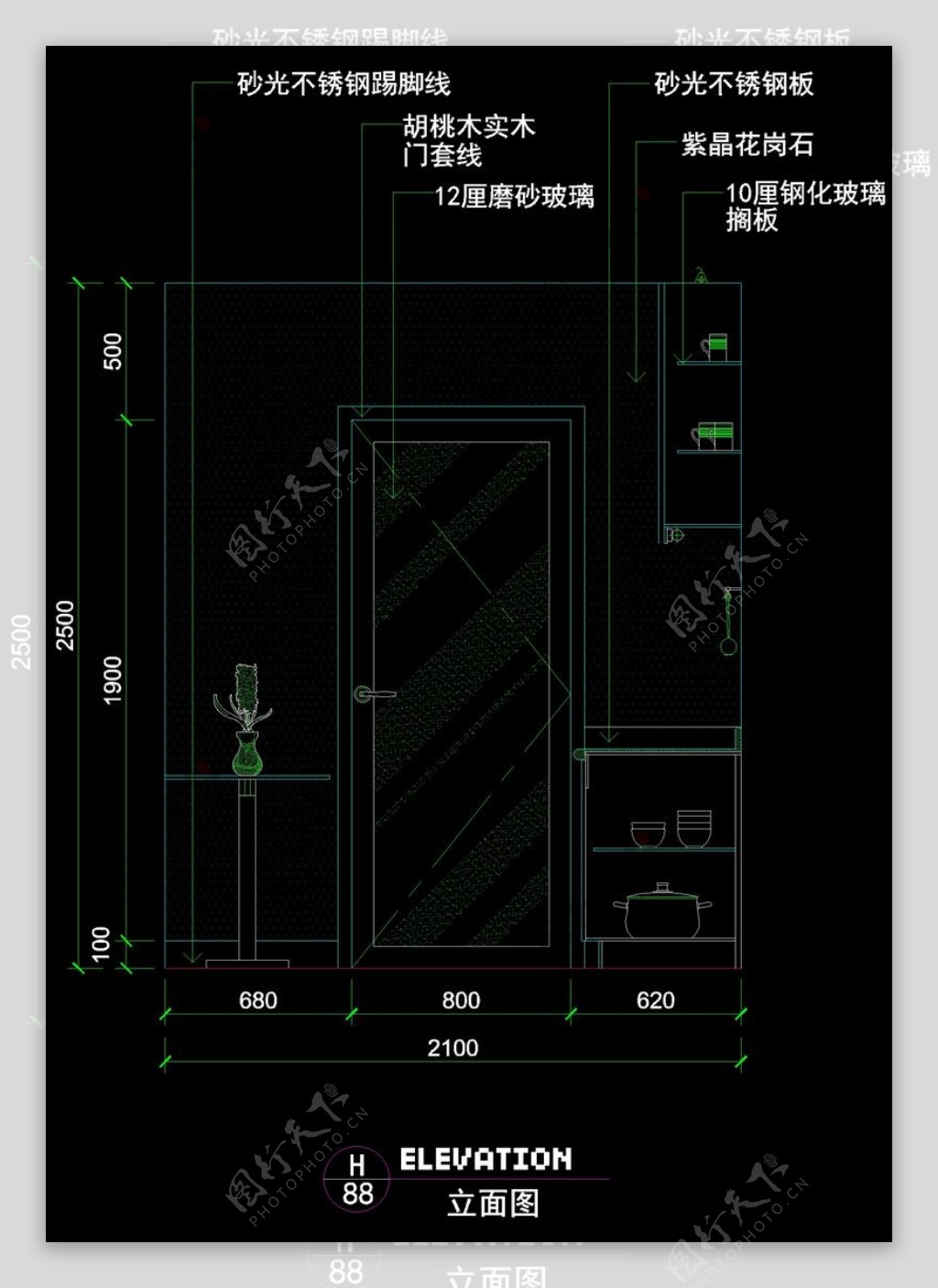 厨房剖面图块cad素材