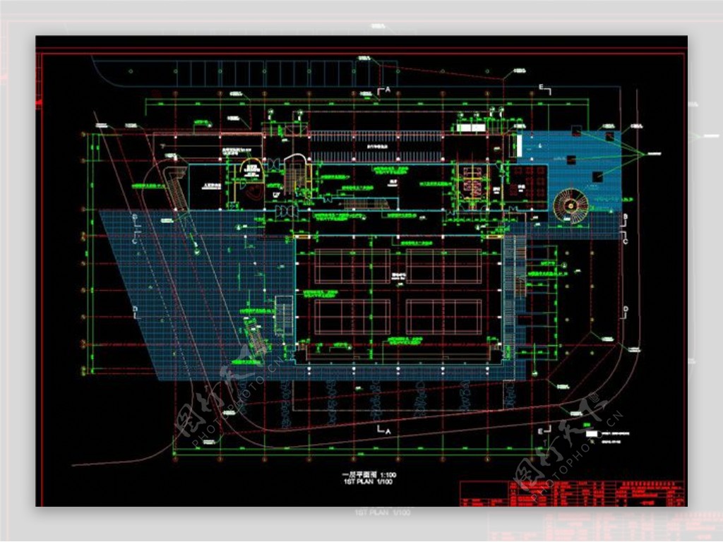 深圳体育中心平面cad图纸素材