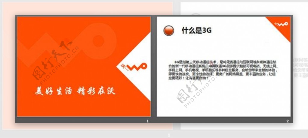 橙色背景的3G推广宣传幻灯片