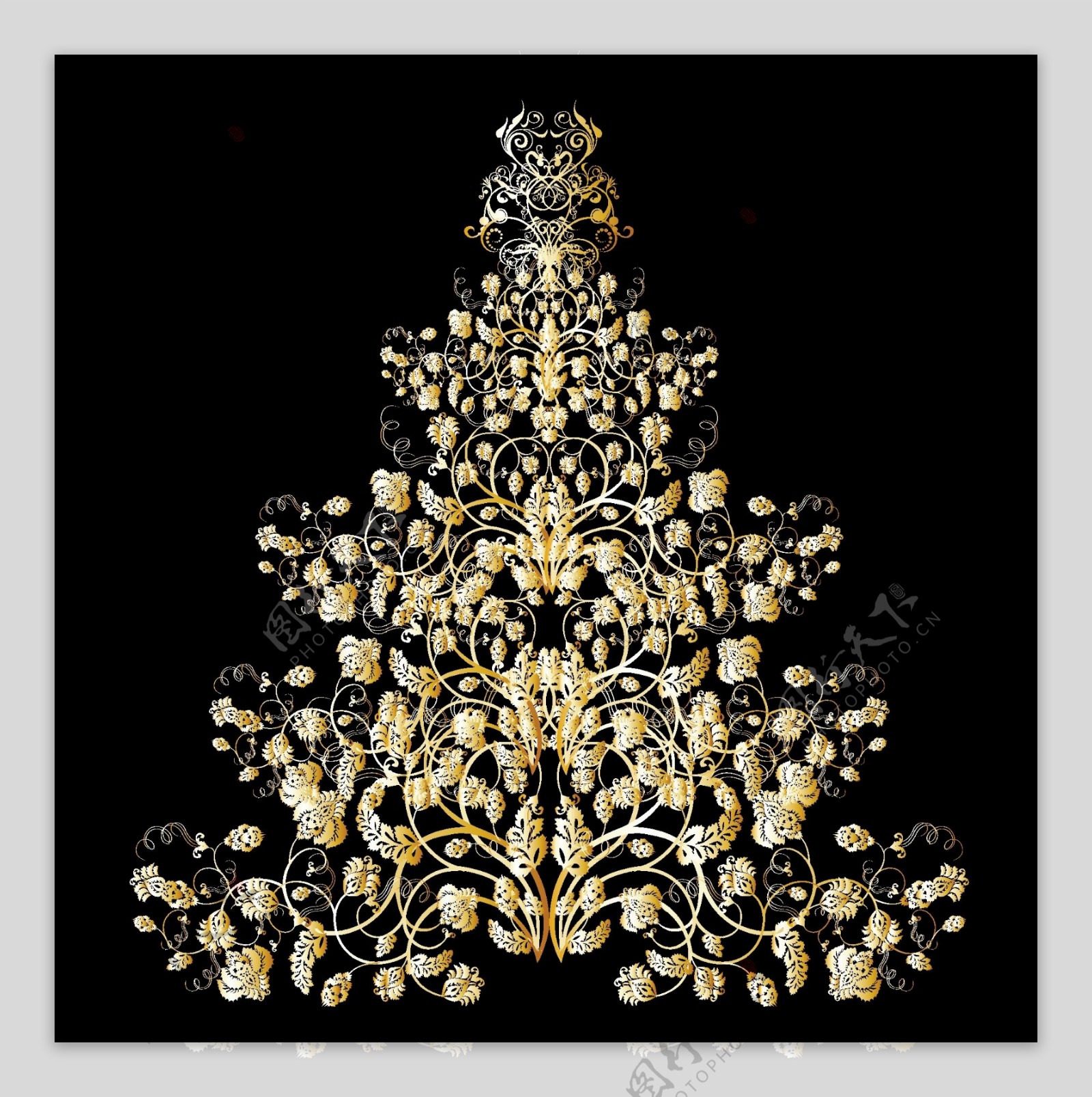 矢量素材金色圣诞树