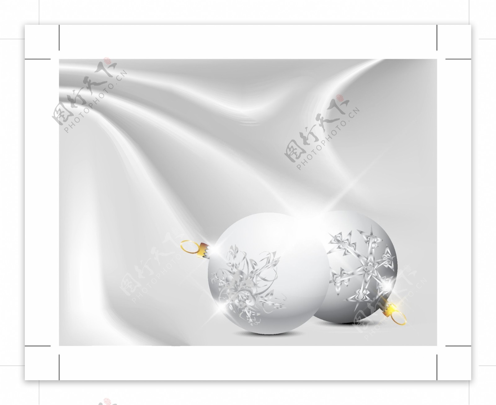 矢量银色光泽圣诞挂球背景素材