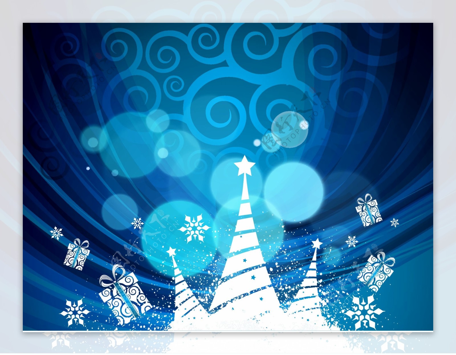 圣诞节梦幻蓝色背景矢量素材