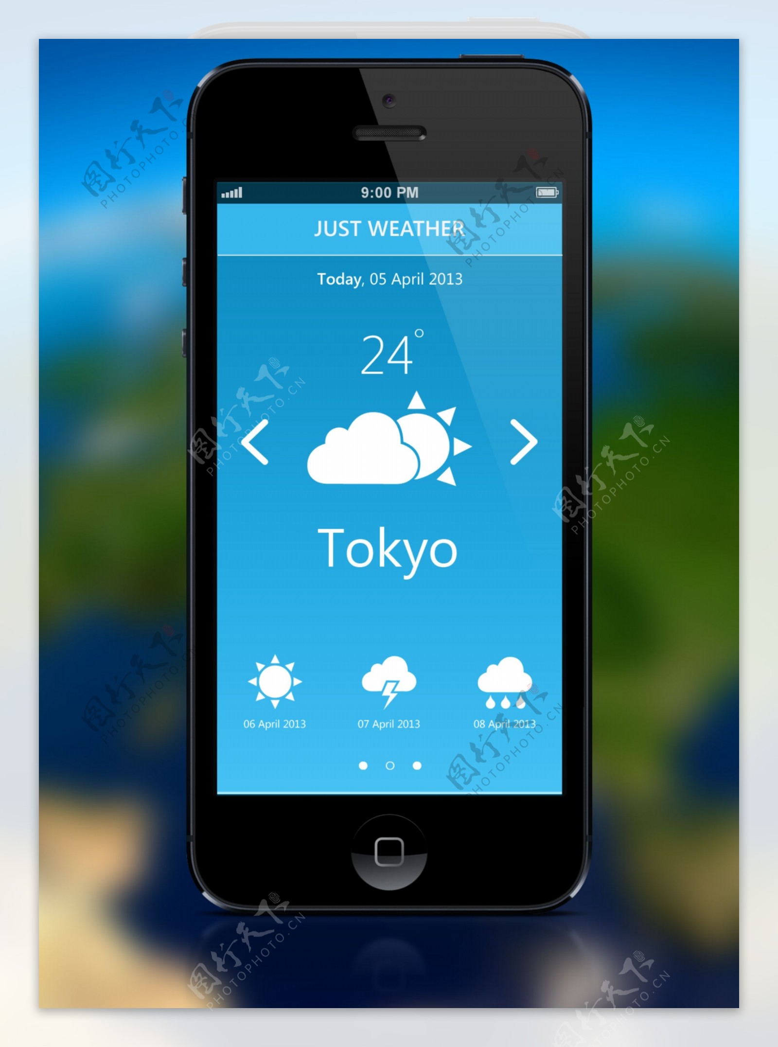 iPhone天气界面PSD素材