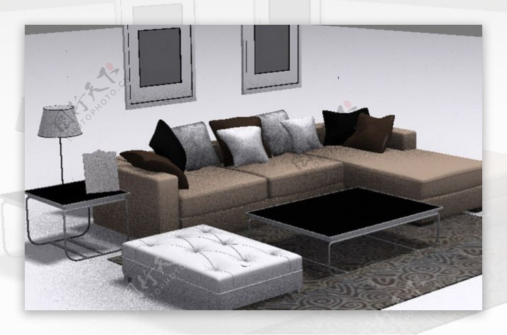 很漂亮简约的沙发组合模型
