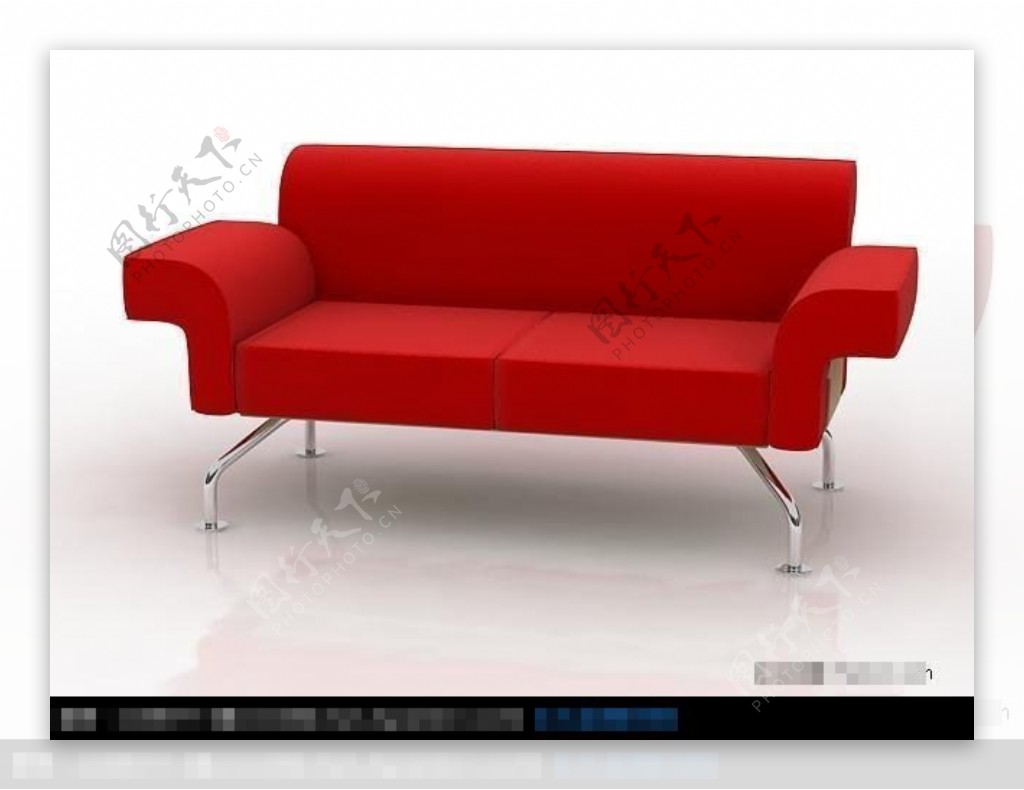 3D红色双人沙发模型