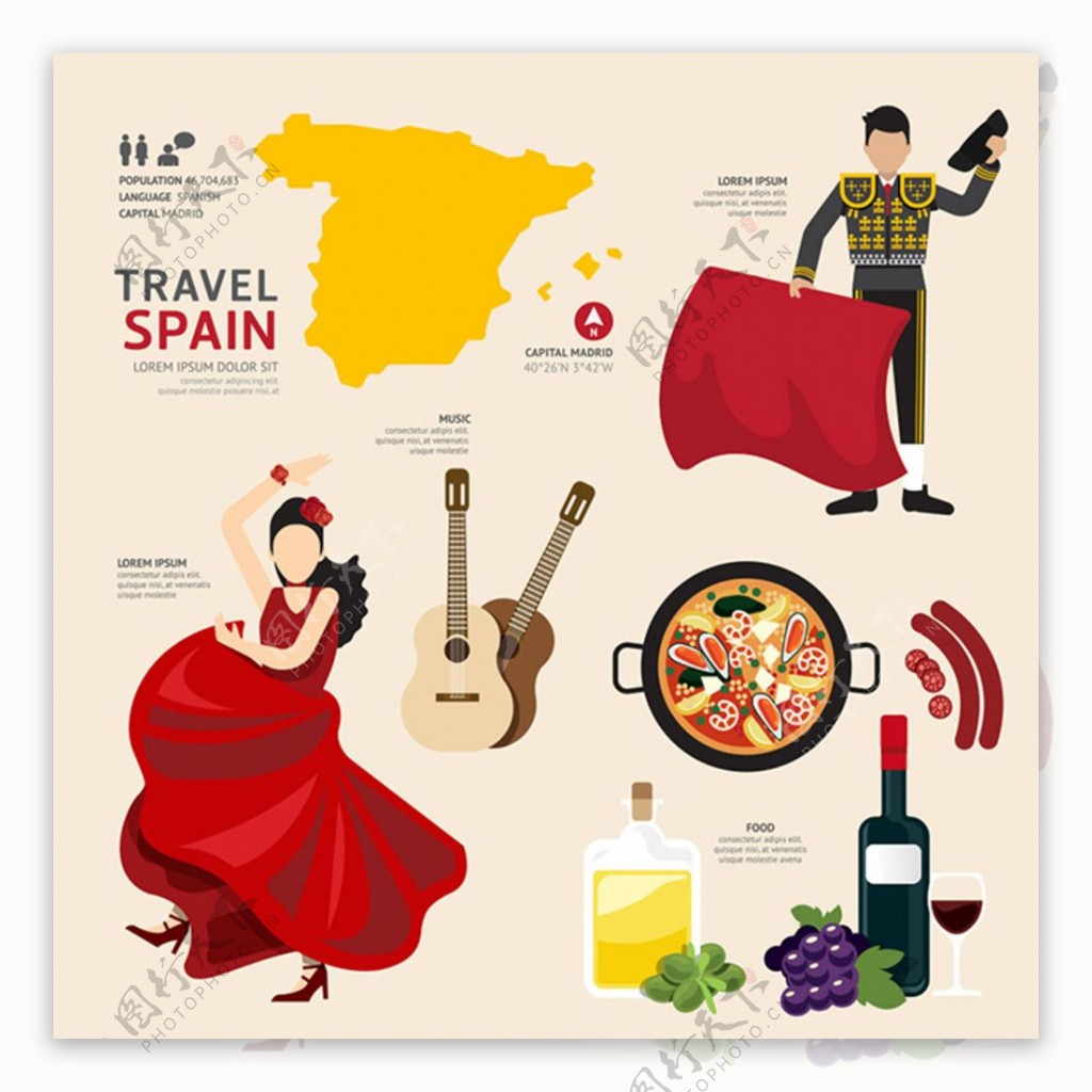 西班牙文化元素图片