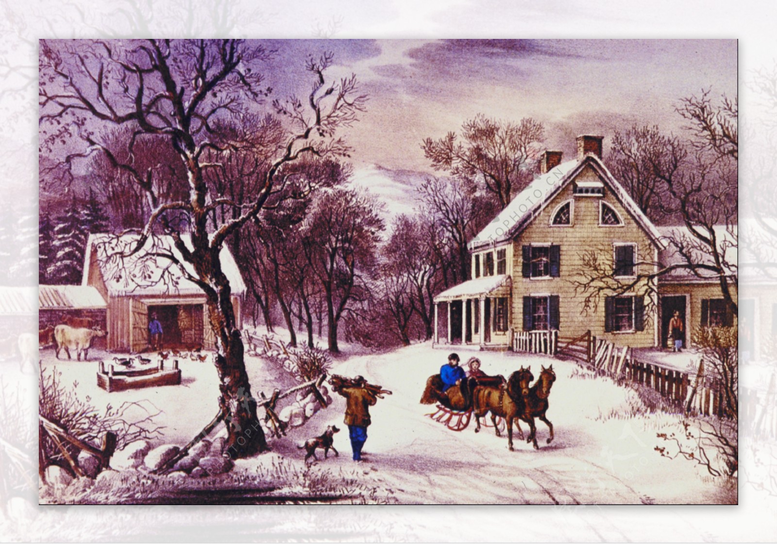 冬季乡村油画