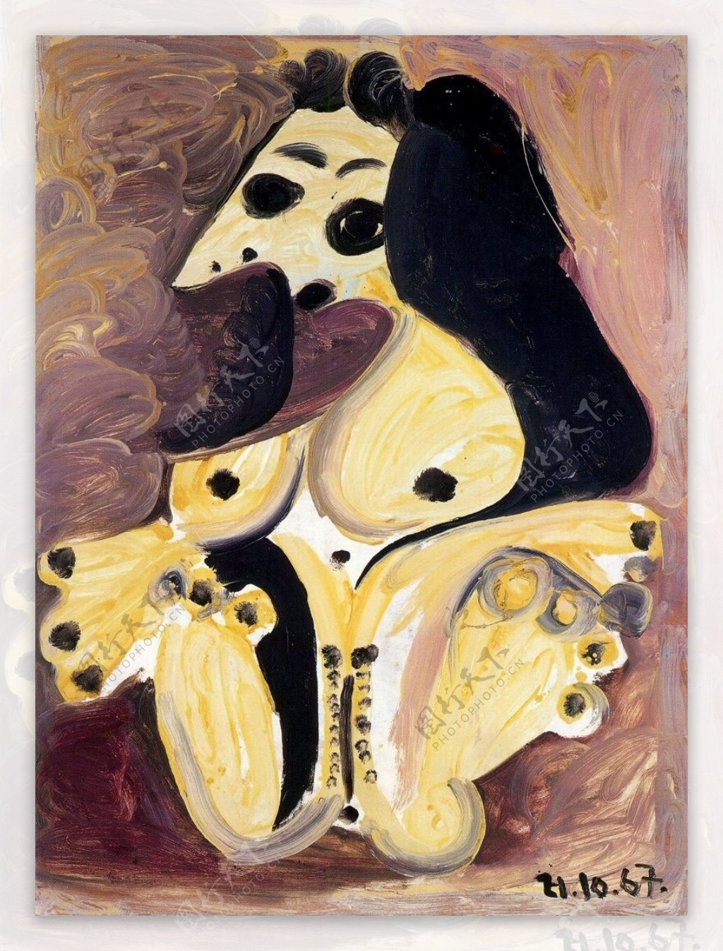 1967Nusurfondmauvedeface西班牙画家巴勃罗毕加索抽象油画人物人体油画装饰画