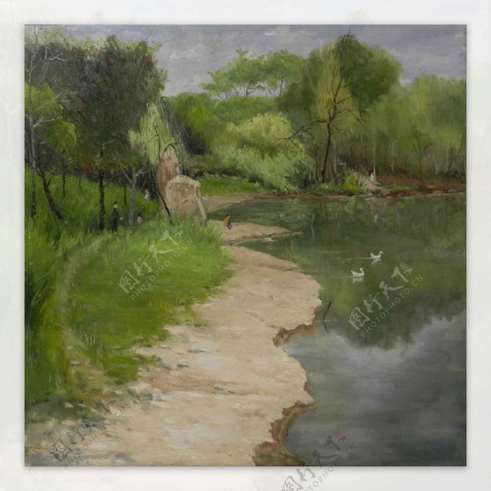 河水高清风景油画