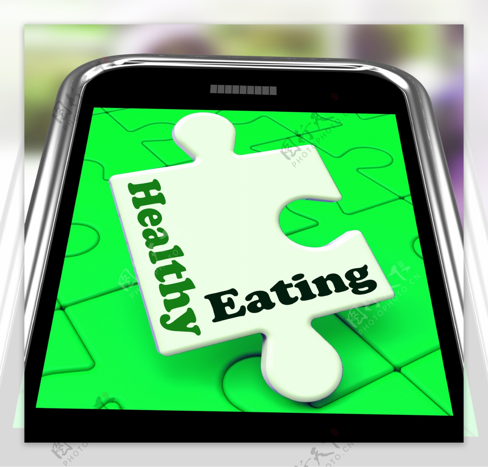 健康的饮食对智能手机的显示饮食与保健