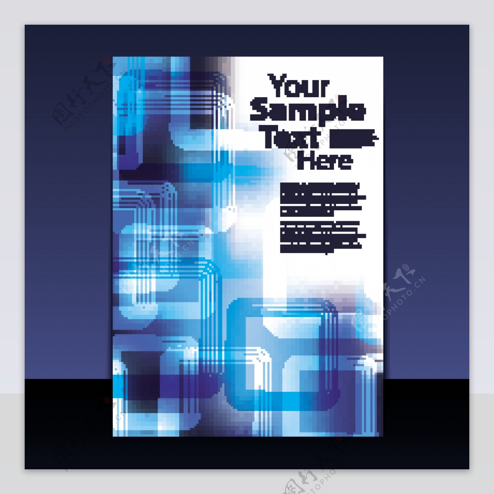 蓝色动感线条方形企业宣传册封面设计图片