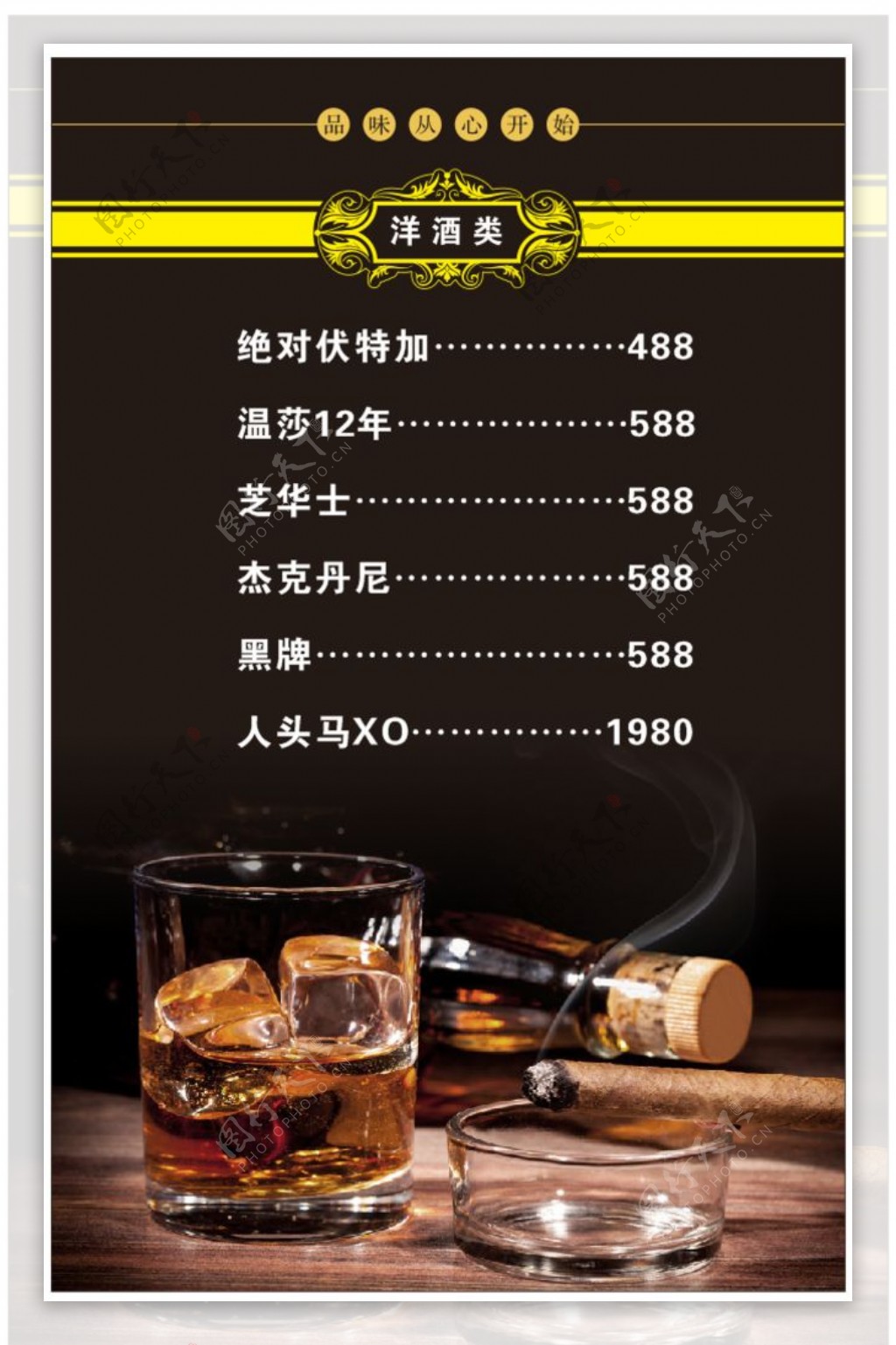 酒水单价格表图片