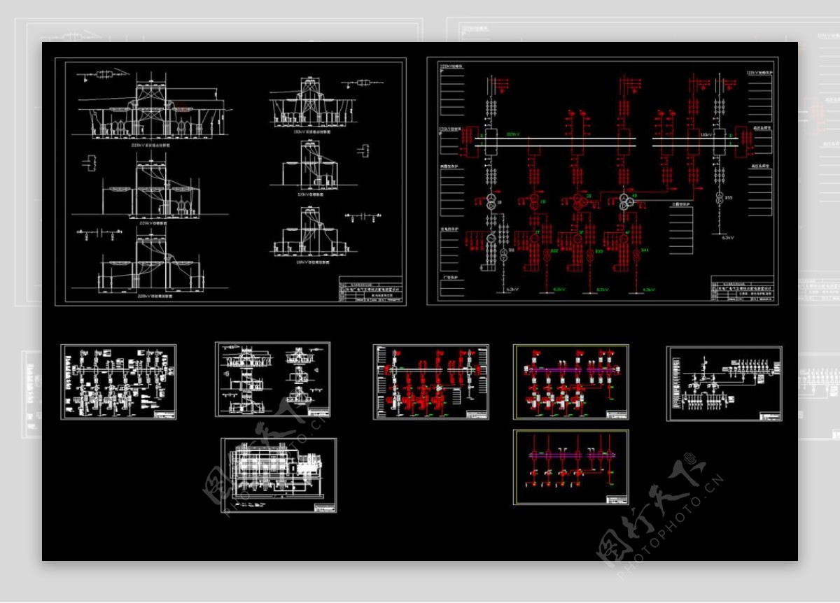发电厂电气主接线及配电装置设计CAD图纸