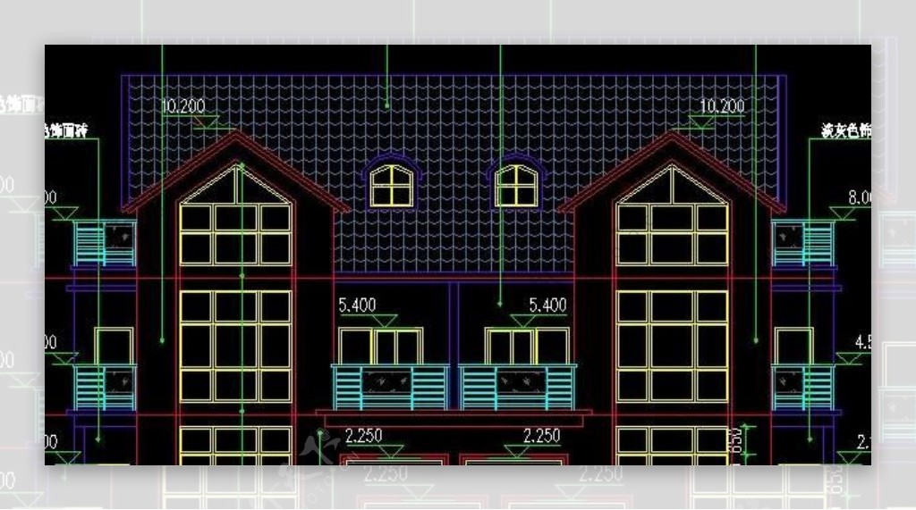 三层带阁楼双拼别墅建筑设计图nbsp18x15