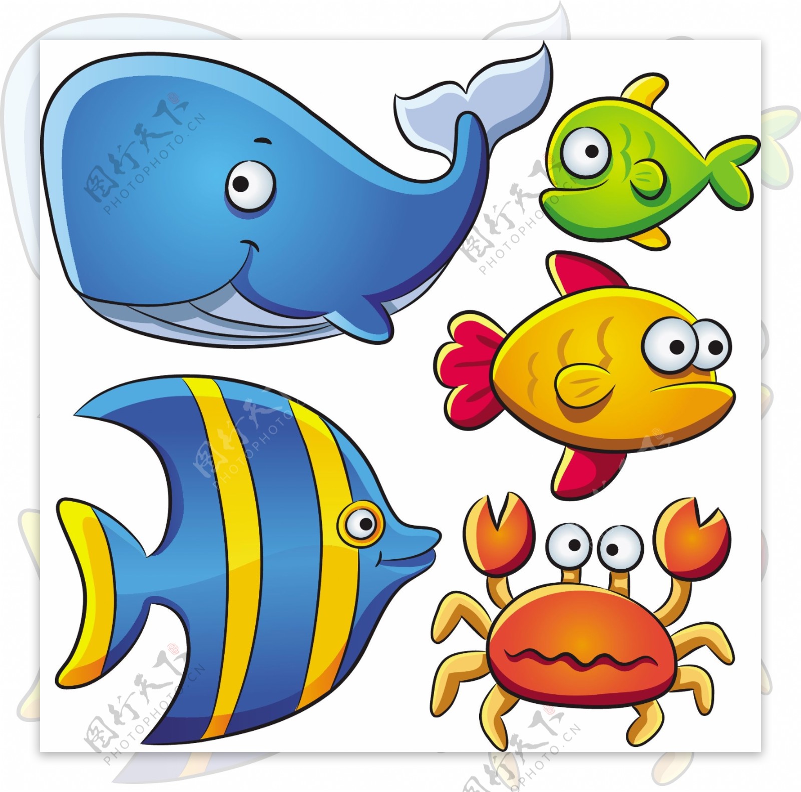 卡通可爱的海洋动物矢量素材02