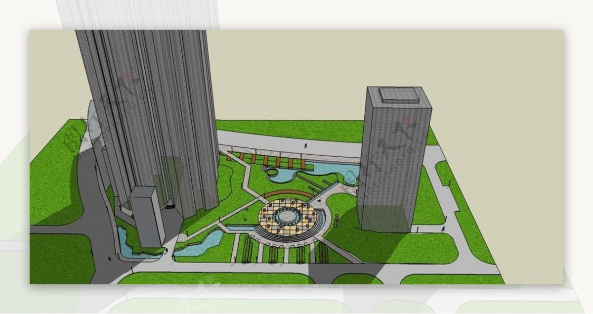 工业园区广场设计模型