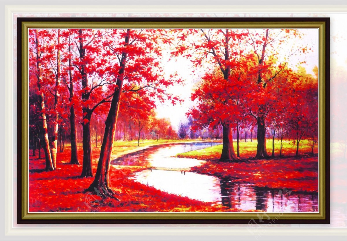 自然风景红枫树装饰画