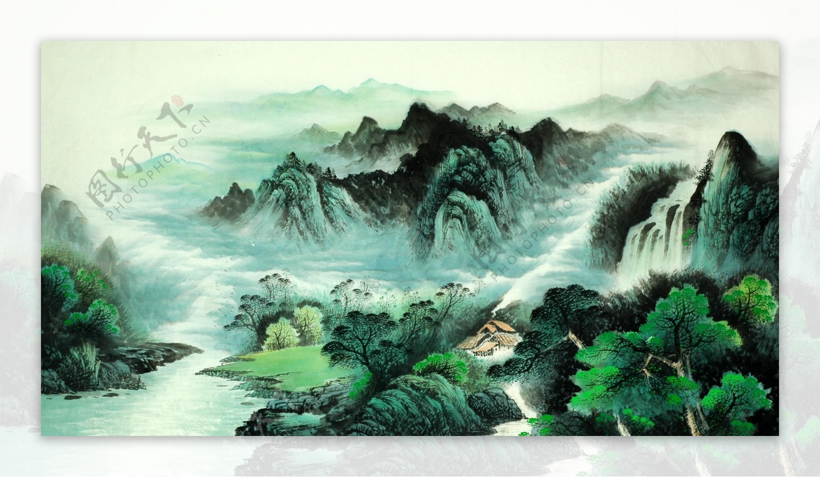 山河水墨画