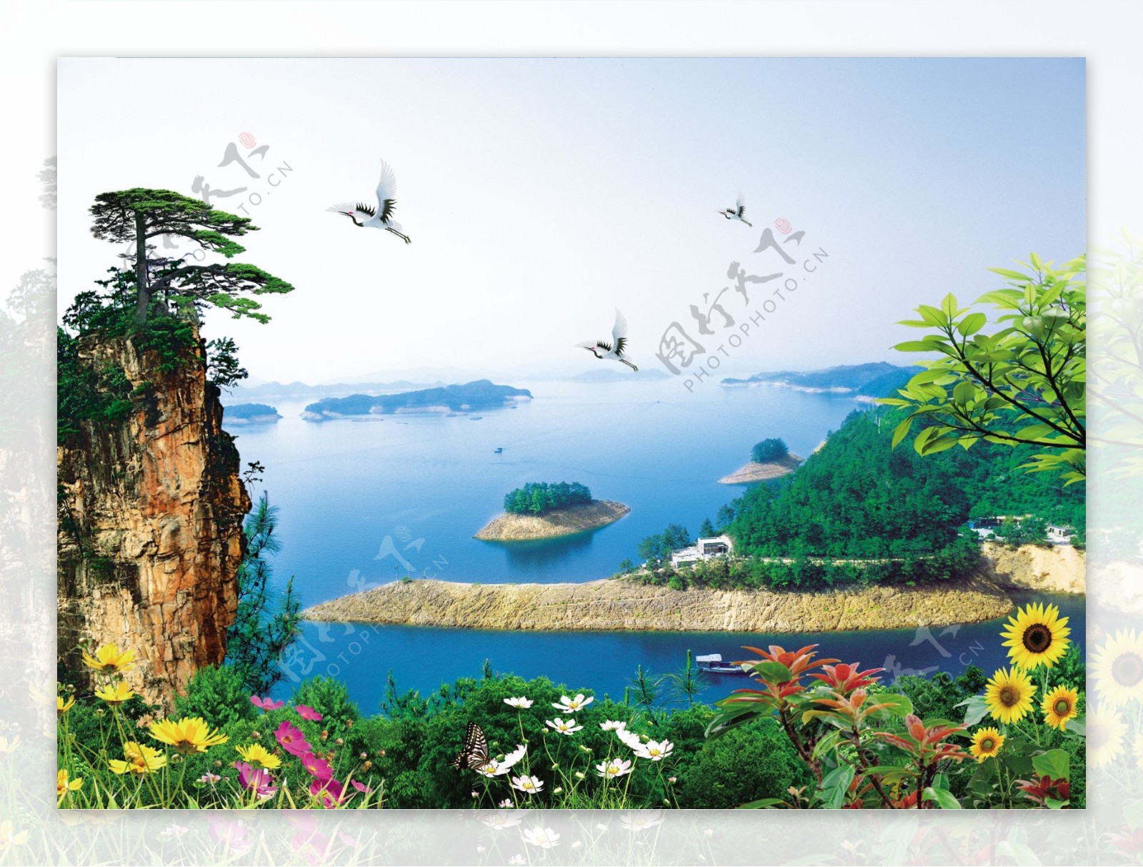 风景画千岛湖风光图片