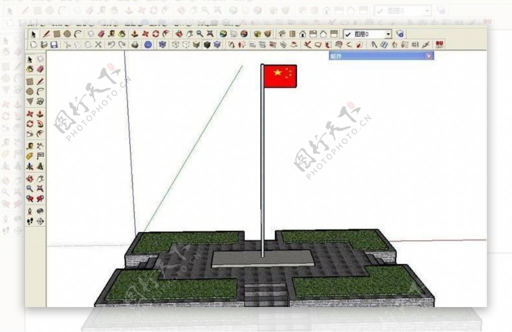 升旗台Sketchup模型