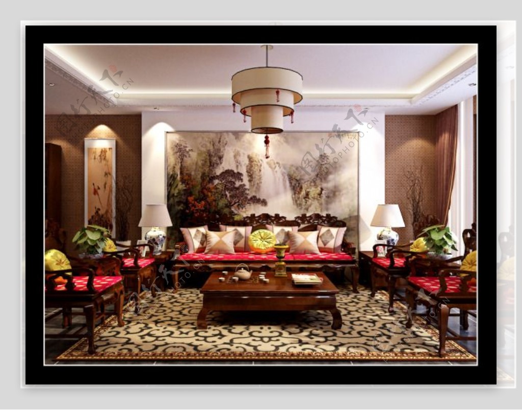 中式会客厅模型
