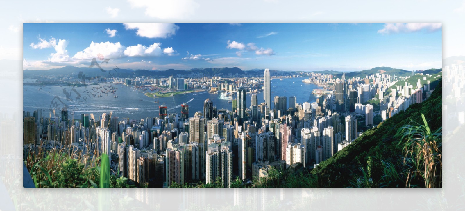 从山上俯视整个香港城市景观