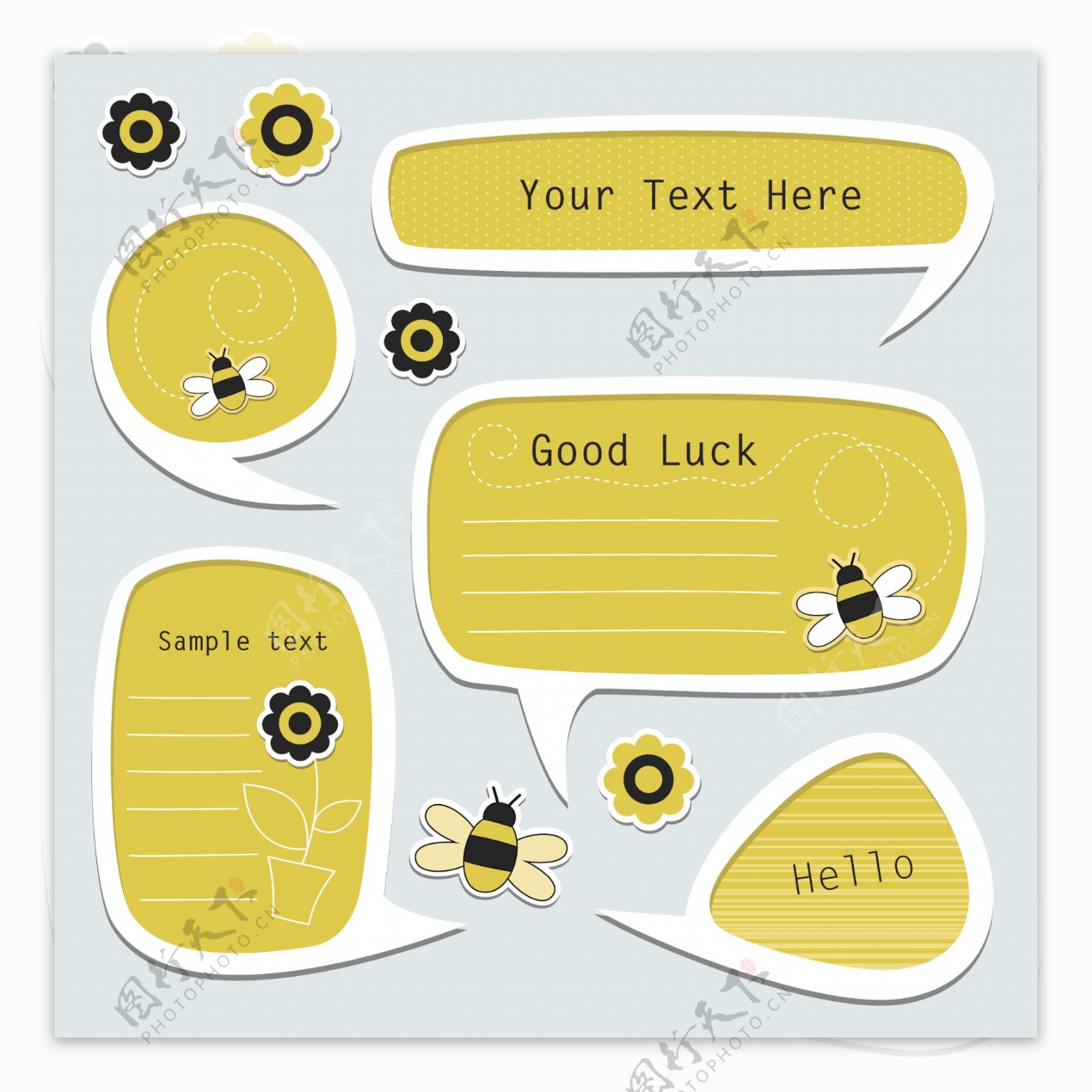 卡通标签对话框蜜蜂