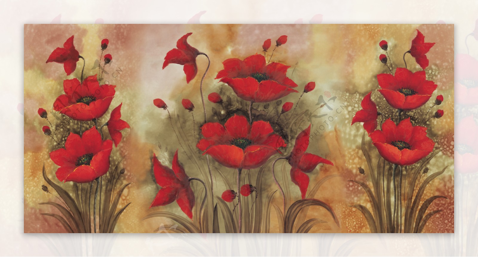 高清晰的无框画油画花卉图片