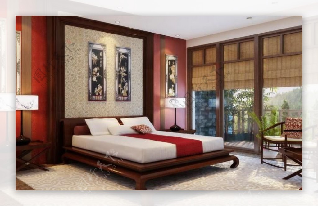 中式风格卧室效果图图片